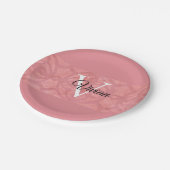 ラディピンクろうけつ染め名モノグラムの ペーパープレート (アングル)