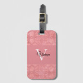 ラディピンクろうけつ染め名モノグラムの ラゲッジタグ (正面縦)
