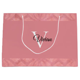 ラディピンクろうけつ染め名モノグラムの ラージペーパーバッグ