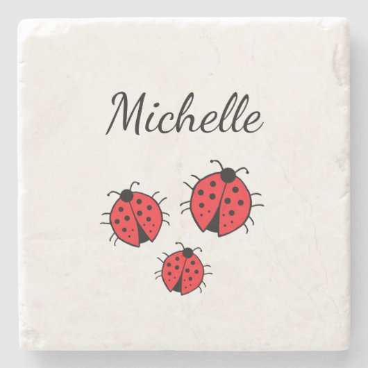 ラディフお洒落グイラストレーションかわいいパーソナライズされた ストーンコースター (正面)