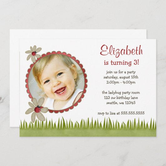 ラディブグ写真バースデーパーティ招待状 招待状 (正面/裏面)