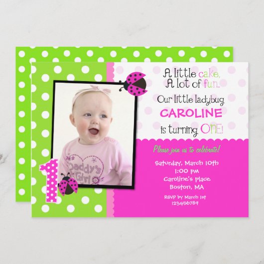 ラディブグ写真第1誕生日パーティの招待状 招待状 (正面/裏面)
