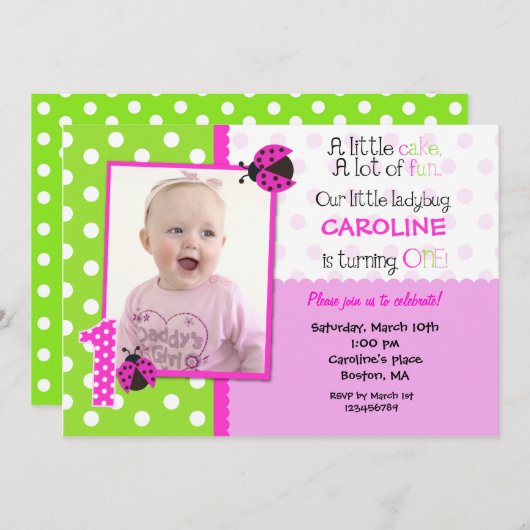 ラディブグ写真第1誕生日パーティの招待状 招待状 (正面/裏面)