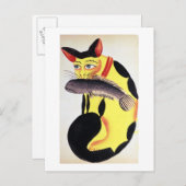 ラディヤードKの魚を口に入れた猫 ポストカード (正面/裏面)