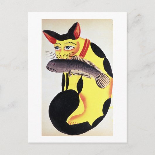 ラディヤードKの魚を口に入れた猫 ポストカード (正面)