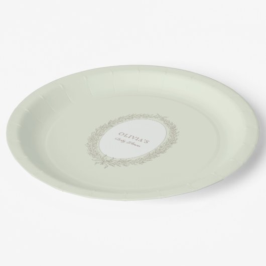 ラデュレフランスのカフェパティスリー赤ちゃんシャワーグリーン ペーパープレート (アングル)