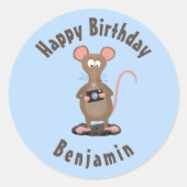 ラトおもしろいーとカメパーソナライズされたラの誕生日 ラウンドシール (正面)