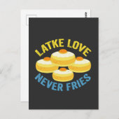 ラトケの愛は決してフライにならないユダヤ人のハヌカ祭りの面白いギフト ポストカード (正面/裏面)