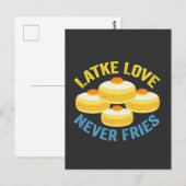 ラトケ愛は決してフライを傷つけないユダヤ人のハヌカ祭りの面白いギフト ポストカード (正面/裏面)