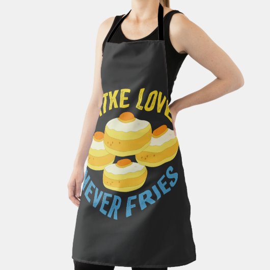 ラトケ愛は決してユダヤおもしろい人ハヌカーの贈り物を冷やす エプロン (インサイチュ)