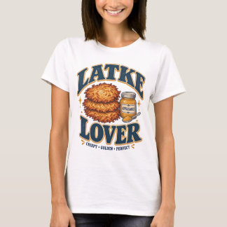ラトケ愛好家 ハヌカの面白いポテトパンケーキ Tシャツ