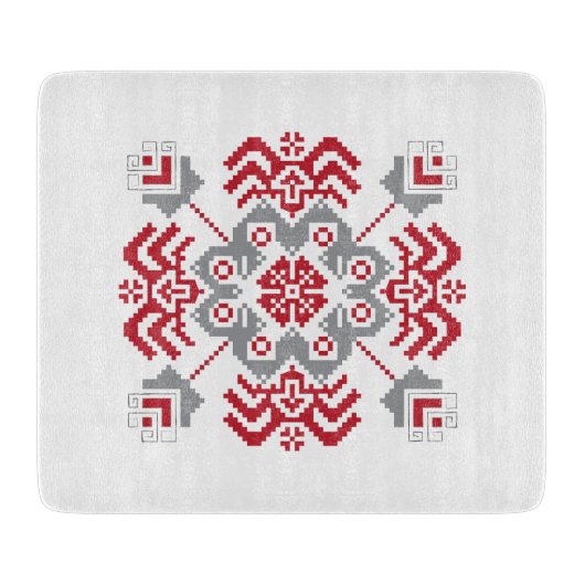 ラトビアのアユークリスフォークアート幾何学的メダリオン カッティングボード (正面)