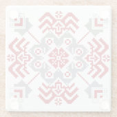 ラトビアのアユークリスフォークアート幾何学的メダリオン ガラスコースター (裏面)