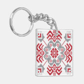 ラトビアのアユークリスフォークアート幾何学的メダリオン キーホルダー (正面左)
