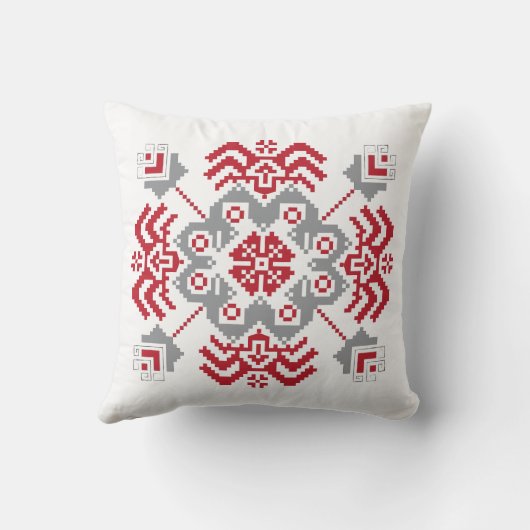 ラトビアのアユークリスフォークアート幾何学的メダリオン クッション (裏面)