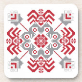 ラトビアのアユークリスフォークアート幾何学的メダリオン コースター (正面)