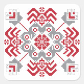 ラトビアのアユークリスフォークアート幾何学的メダリオン スクエアシール (正面)