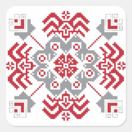 ラトビアのアユークリスフォークアート幾何学的メダリオン スクエアシール