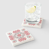 ラトビアのアユークリスフォークアート幾何学的メダリオン ストーンコースター (横)