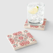 ラトビアのアユークリスフォークアート幾何学的メダリオン ストーンコースター (横)