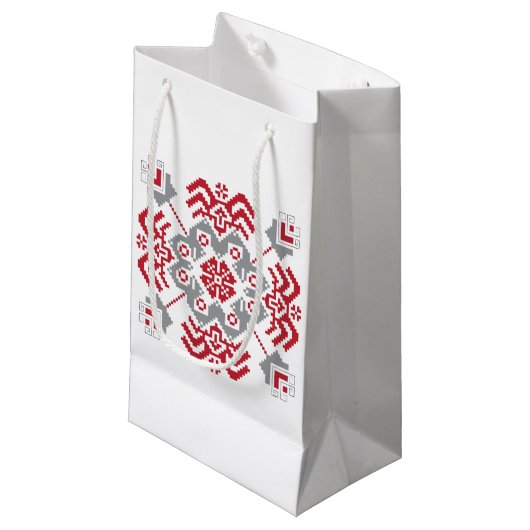 ラトビアのアユークリスフォークアート幾何学的メダリオン スモールペーパーバッグ (正面アングル)