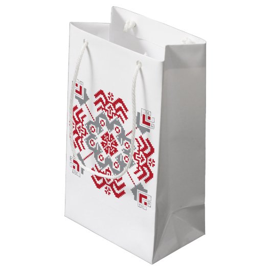 ラトビアのアユークリスフォークアート幾何学的メダリオン スモールペーパーバッグ (裏面アングル)