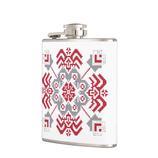 ラトビアのアユークリスフォークアート幾何学的メダリオン フラスク (左)