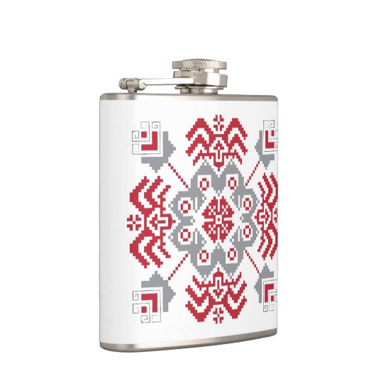 ラトビアのアユークリスフォークアート幾何学的メダリオン フラスク (右)