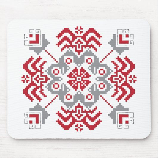 ラトビアのアユークリスフォークアート幾何学的メダリオン マウスパッド (正面)