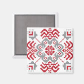 ラトビアのアユークリスフォークアート幾何学的メダリオン マグネット (正面/裏面)