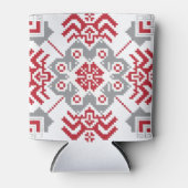 ラトビアのアユークリスフォークアート幾何学的メダリオン 缶クーラー (正面)