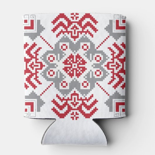 ラトビアのアユークリスフォークアート幾何学的メダリオン 缶クーラー (裏面)