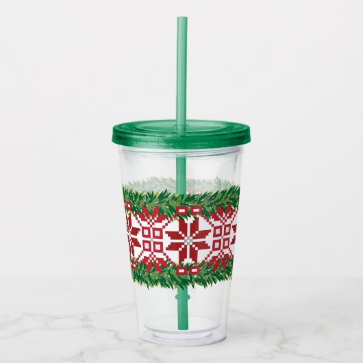 ラトビアのクリスマスの星 アクリルタンブラー (正面)