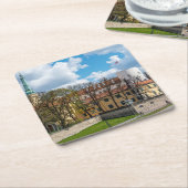 ラトビアのリガで晴れた日のリガ城 スクエアペーパーコースター (アングル)