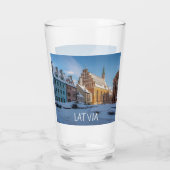 ラトビアのリガの冬の聖ペテロ教会 タンブラーグラス (裏面)