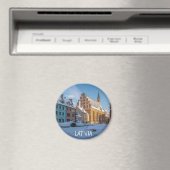 ラトビアのリガの冬の聖ペテロ教会 マグネット (インサイチュ (食洗機))