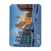 ラトビアのリガの冬の聖ペテロ教会 マグネット (縦)