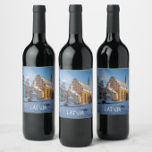 ラトビアのリガの冬の聖ペテロ教会 ワインラベル (ボトル)
