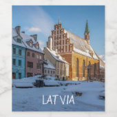 ラトビアのリガの冬の聖ペテロ教会 ワインラベル (シングルラベル)