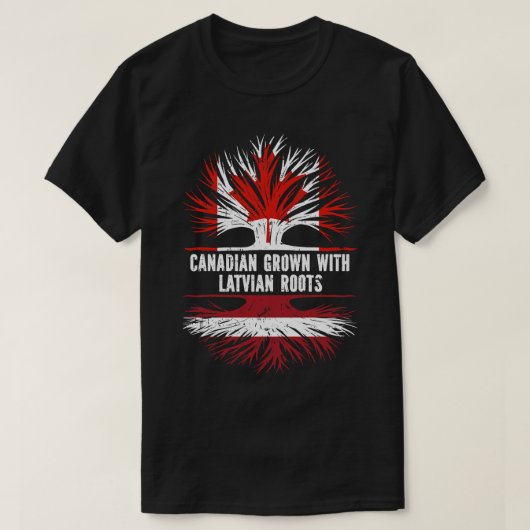 ラトビアのルーツカナダ国旗で栽培されたカナダ Tシャツ (デザイン正面)