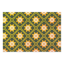 ラトビアのヴィンテージグリーンフォークアートアユスクリスパターン