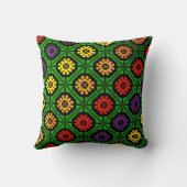 ラトビアのヴィンテージフォークアートの花のパターン クッション (裏面)