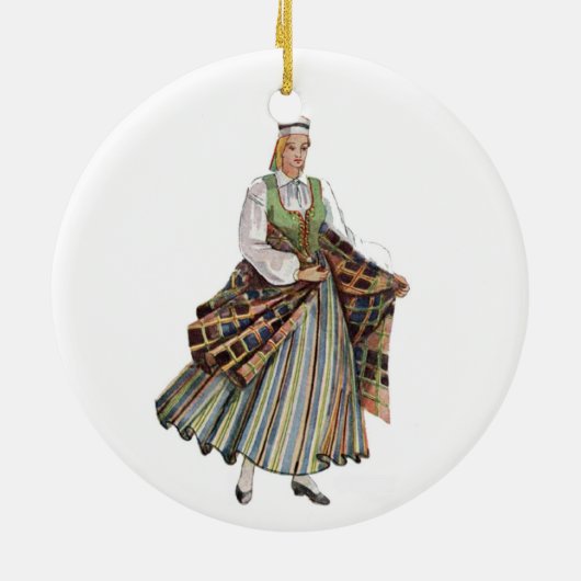 ラトビアの伝統的な衣裳のオーナメント セラミックオーナメント (裏面)