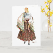 ラトビアの伝統的な衣裳カード カード (黄色い花)