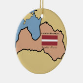 ラトビアの地図そして旗 セラミックオーナメント (右)
