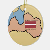 ラトビアの地図そして旗 セラミックオーナメント (左)