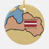 ラトビアの地図そして旗 セラミックオーナメント (裏面)