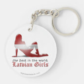 ラトビアの女の子のシルエットの旗 キーホルダー (裏面)