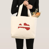ラトビアの旗の地図 ラージトートバッグ (正面(商品))