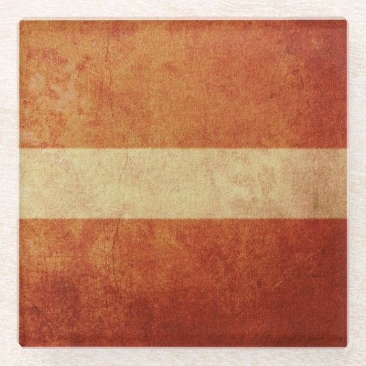 ラトビアの旗 ガラスコースター (正面)